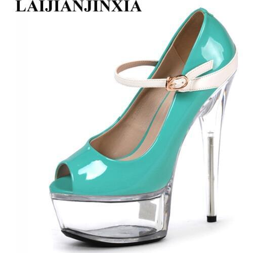 LAIJIANJINXIA New 6 inch sexy clubbing pole dancing shoes Fashion womens pumps Platforms High-heeled shoes 15cm Crystal shoes