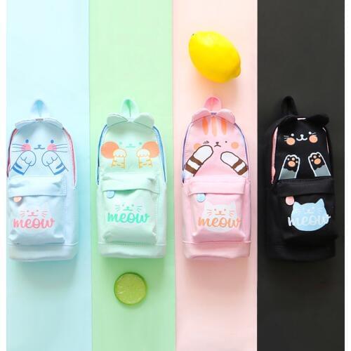 Lovely Animal Schoolbag Pencil Bag Cartoon Pen Holder Storage Organizer Pouch for Pens Stationery Wallet F785