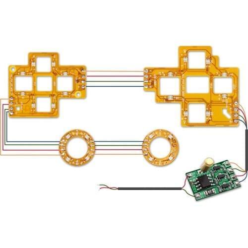 Light Board Handle Modification LED Modes for PS4 Wireless Controller with Rocker Cap Cross Key ABXY Spare Parts