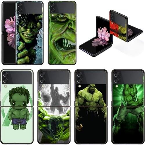 Fashion New Mobile Cover Marvel Hulk Shockproof Hard Shell For Samsung Galaxy Z Flip 3 5G Black Fundas Phone Case