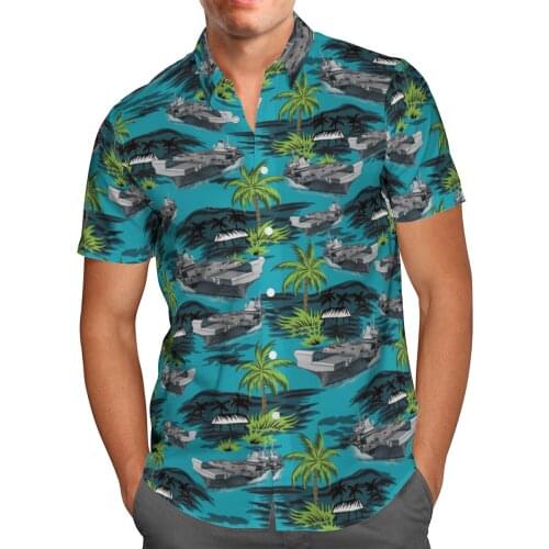 Cool Warship 3D Beach Hawaiian 2021 Summer Men Shirt Short Sleeve Shirt Streetwear Oversized 5XL Camisa Social Chemise Homme-144