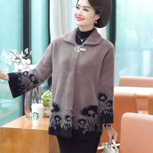 2021 new womens autumn and winter imitation mink velvet jacket fashion casual plus size embroidered woolen long-sleeved top