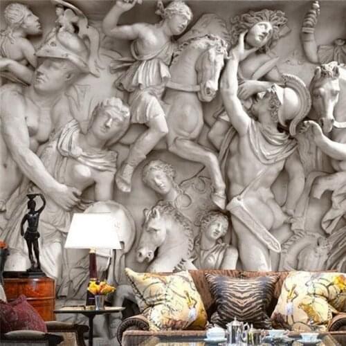 Beibehang wallpaper European Roman statues art wallpaper restaurant retro sofa backdrop 3d wallpaper 3d mural wall paper roll
