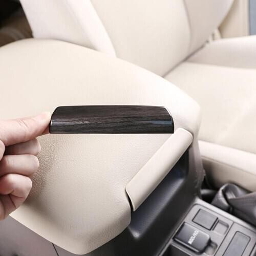 Black Wood Grain ABS Plastic Interior Armrest Sequins Trim for Toyota Land Cruiser Prado FJ150 150 2010-2018 Models Accessories