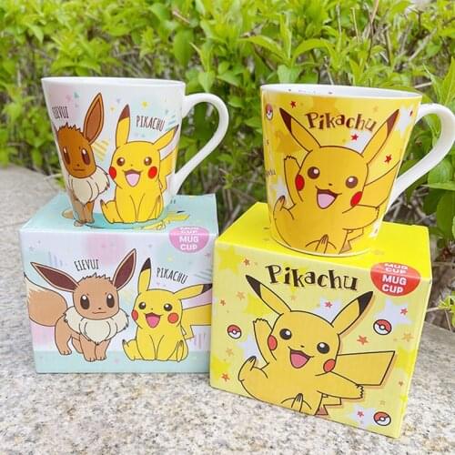 Pokemon Anime Characters Water Cup Mug Pikachu Action Figure Pattern Glass Kawaii Cartoons Childrens Milk Cup Porcelain Cup