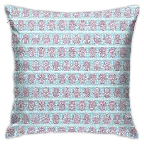 Pooizsdzzz Personalized Abraction Ethnic Themed Pael n with Oriental Mehndi Hand Symbol Manda Decorative Pillow Cover Printed