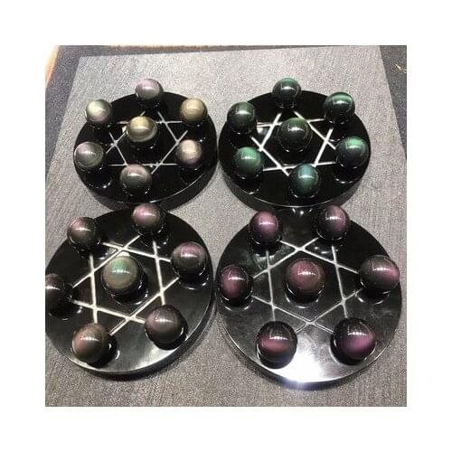 Rainbow eye obsidian seven star array decoration feng shui crystal ball treasure basin opening home gift decoration