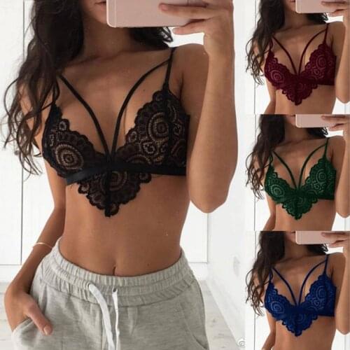 Sexy Lingerie Womens Bra Lace Floral Bralette Transparent Cropped Bustier Hollow Exotic Tanks Porno Invisible Sexy Underwear