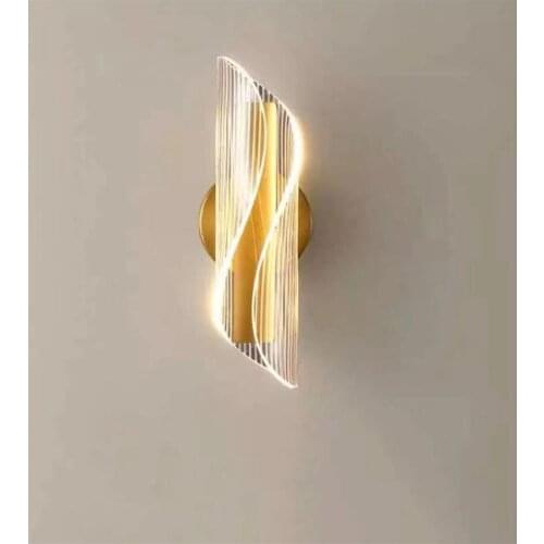 Nordic gold acrylic LED wall lamp bedroom bedside aisle living room study wall lamp bedside LED wall lamp