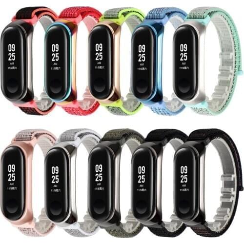 Replaceable Wristband for Xiaomi Mi Band 4 3 Nylon loop Breathable Bracelet on Mi Band4 band3 WatchBand Strap for xiomi Band 3 4