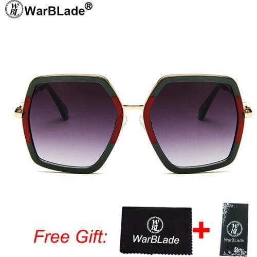 WarBLade Square Luxury Sun Glasses Brand Designer Ladies Oversized Crystal Sunglasses Women Big Frame Glasses For Female UV400