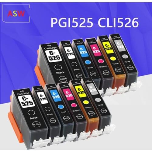 Compatible PGI 525 CLI 526 ink cartridges for Canon PIXMA IP4850 IX6550 MG5150 MG5250 MX885 MX895 Printers PGI525 CLI526