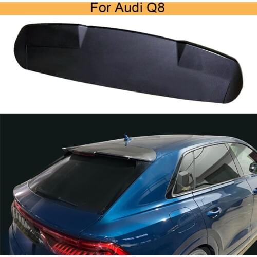 ABS Car Rear Window Roof Spoiler Wing for Audi Q8 2019 2020 2021 Rear Trunk Roof Spoiler Wing Carbon Look / Grey