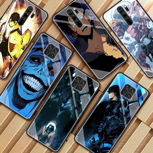 Glass Case for Xiaomi Redmi Note 9S 8 10 Pro 8T 11 9 7 Poco X3 NFC 10T Lite Printing Phone Cover Coque Solo Leveling Sung Jin