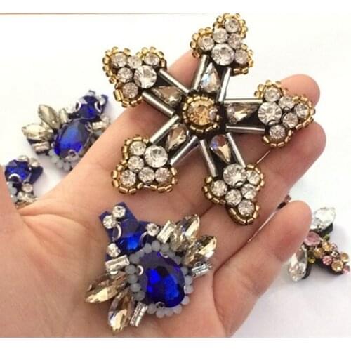 Rhinestone Spider Snowflake Beaded Brooch Patch Sewing on Patch Beading Applique Shirt Shoes Bags DIY Decoration