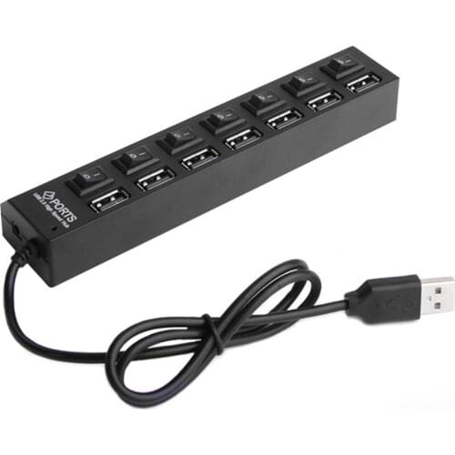 7 Ports High Speed USB Hub 480 Mbps USB 2.0 Hub On/Off Switch Hub USB Splitter For PC Laptop Computer Peripherals Accessories