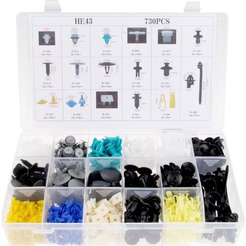 Yetaha 730PCS Mixed Fasteners Universal Nylon Bumper Fender Retainer Car Roof Weatherstrip Rivets Car Door Trim Panel Push Clips