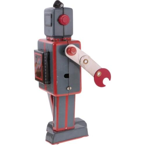Retro Vintage Wind Up Walking Antenna Robot Tin Toys Adult Collectible Gifts