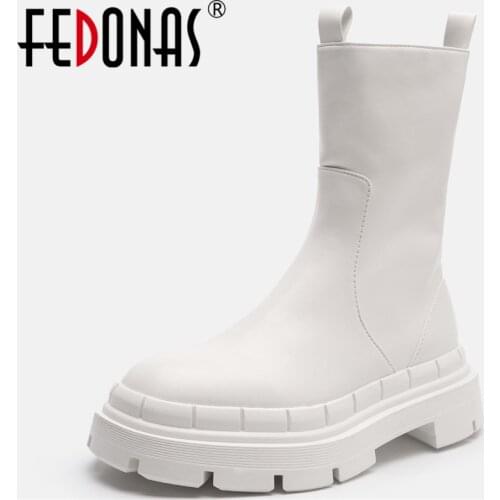 FEDONAS Autumn Winter Classic Women Ankle Boots Side Zipper Fashion Concise Working Casual Thick Heels Platforms Shoes Woman New