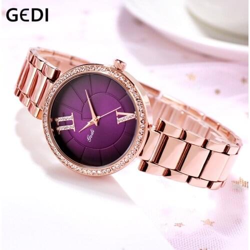 Reloj mujer GEDI Fashion Elegant Women Watches Luxury Rhinestone unique Design letters Clock Alloy Strap Quartz Wristwatch lady