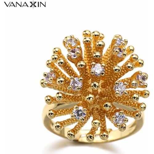 VANAXIN Adjustble Women Rings Wholesale Hiphop Girls Zircons Rhinestones Bling Flower CZ Party Ring Fashion Flower Rock Jewelry