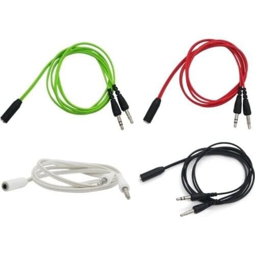 1M 3.5MM Plug Female to 2 Male Splitter Earphone Audio Adapter Cable Wire for PC Computer Smartphones Headset Microphone Use