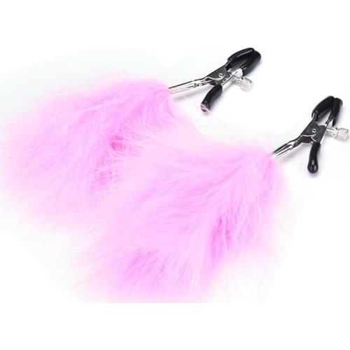 1Pair Feather Breast Nipple Clamps Steel Breast Clip Shaking Stimulate Sexy Papilla Clip Female Breast ClipsExotic Accessories