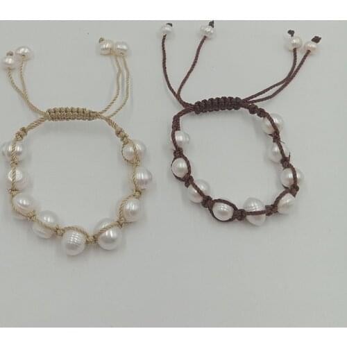 100% nature fresh-water pearl bracelet with handmade knot , Bohemia bracelet .adjustable bracelet