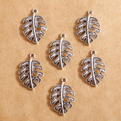 10pcs 18*26mm Antique Silver Color Hollow Leaf Charms fit Bracelets Pendants Necklaces Handmade DIY Jewelry Making Accessories