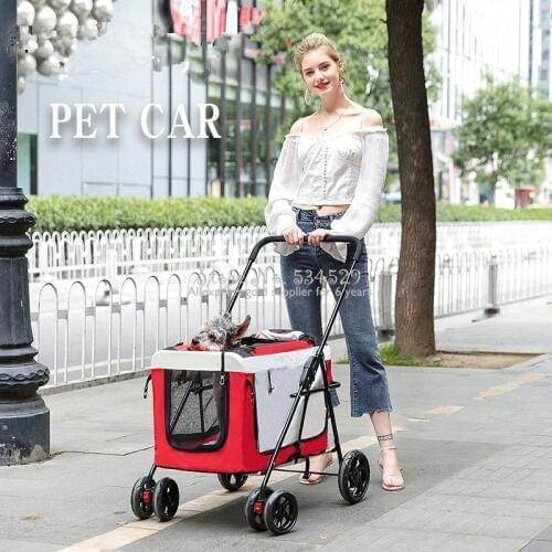17%Pet stroller dog cat stroller outdoor car stroller light portable folding bike bag separated