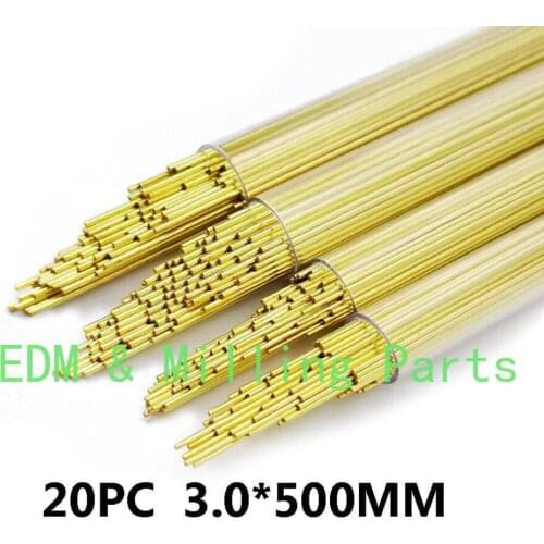 20PCS CNC OD3.0MMX500MM Brass Electrode Single-Channel Tube Fit EDM Drilling Machine For EDM Puncher Mill Part