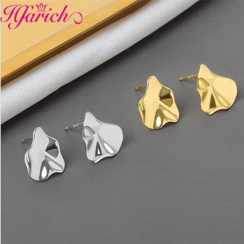 2021Fashion Gold Color Leaf Stud Earrings for Charm Women Climbers Piercing Fake Cartilage Earring Accessories boucle d'oreille