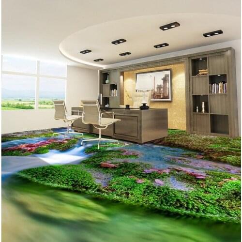 3d customized wallpaper Home Decoration 3D stereoscopic creative flooring plant flowers Falls pvc floor wallpaper