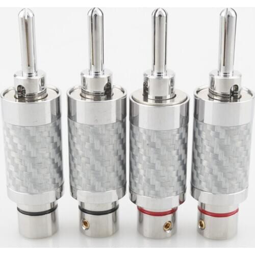 4PCS Audiocrast Carbon fiber Rhodium plated Banana Speaker cable Plug Connector DIY Speaker Cable HI-END