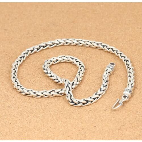 65g 100% Real Pure 925 Sterling Silver Choker Necklace 6MM Thick Chain Men Gift Thai silver long Initial necklace