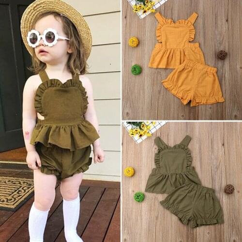 Bayby Clothes2021 Summer Newborn Baby Girls Clothes Baby Letter Bodysuit Top+PP Shorts+headband Outfits Set 3-18 Months Clothing