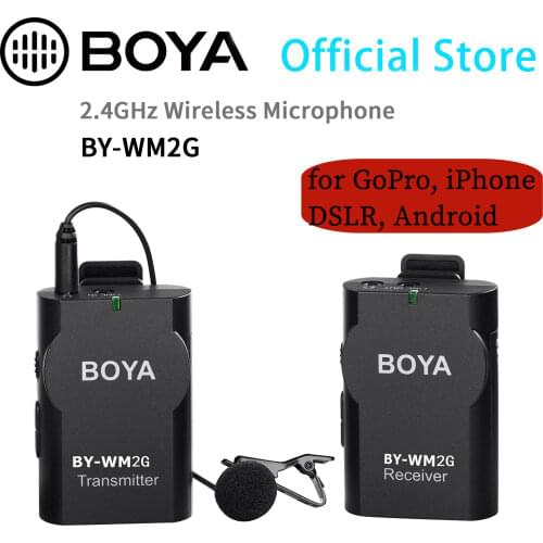 BOYA BY-WM2G Lavalier Wireless Microphone with GoPro Cable Convertor for Podcast GoPro Hero3 3+ 4 IOS iPad Tablet DSLR Camera