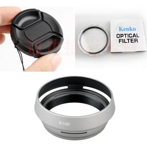 4In1 Fujifilm Camera Fuji FinePix x100 x100s x100t Lens Adapter + Lens Hood + 49mm UV Filter + Lens Cap