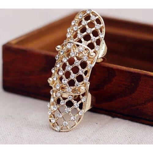 New Hot Fashion Punk Full Rhinestone Crystal Scroll Joint Knuckle Finger Ring XY-R293