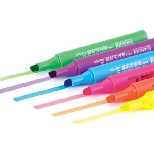 6 Colors Set Highlighter Pen School Office Supply Stationery Painting Marker Student Children Art Graffiti Glitter Mark Pen Gift