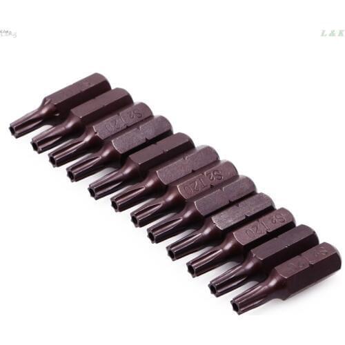 12Pcs T20 1/4" Hex Shank Magnetic Torx Security Screwdriver Bits With Hole 25mm Repair screwdriver bits hand tools