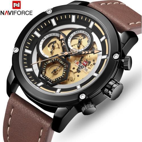 NAVIFORCE Men Watches Top Luxury Brand Fashion Leather Business Quartz Watch Mens Army Military Sports Waterproof Wristwatches