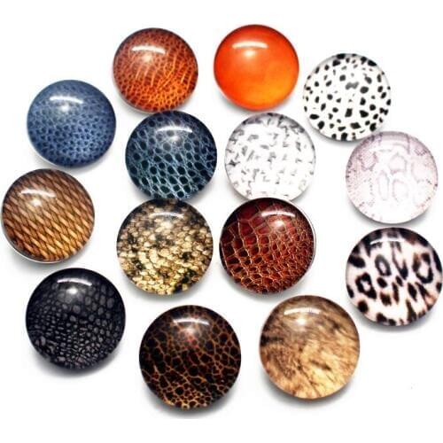 New Arrived 20pcs/lot Snakeskin Snap Buttons Charms 18mm Animal Print Glass Buttons Fit DIY Snap Bracelets&Bangle Jewelry