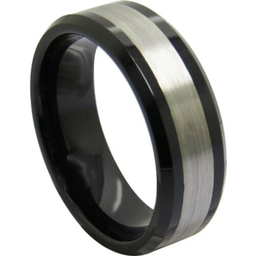 New Design 8mm Width Black Tones Tungsten Mens Wedding Rings High Polished Matte Finish Comfort Fit Size 6-13, Free Shipping