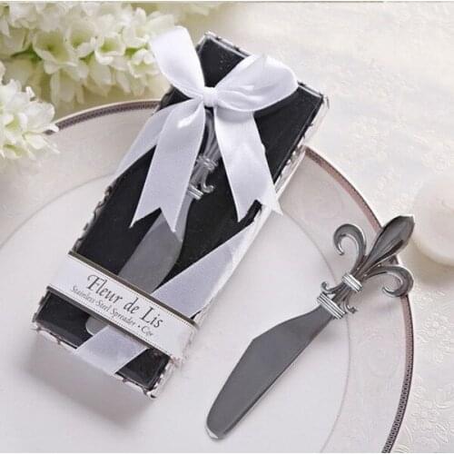 Fleur de Lis Chrome Spreader Butter Knife 20PCS/LOT Wedding Favor Kitchen Wedding Gifts and Unique Party favors Guest giveaway