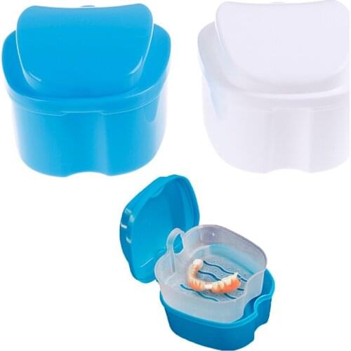Denture Bath Box Organizer Dental False Teeth Storage Box With Hanging Net Container Cleaning Teeth Cases Artificial Tooth Boxes
