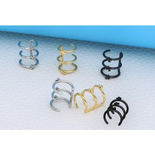 Simple Design Cuffs Clip Earrings Stainless Steel For Women Girls Fashion Geometric No Ear Hole Jewelry Party Gifts 2 Pieces