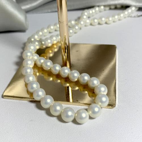 Elegant Quality 6mm Shell Necklace Cream/Milk Color 40-50cm Length 925 Sterling Silver Buckle Find Jewelry for Women