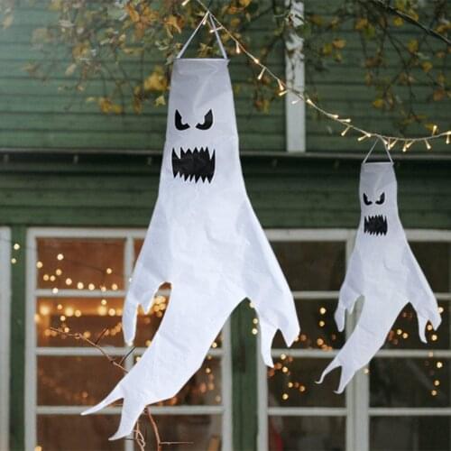 Halloween Ghost LED Light Hanging Spooky Ghost Flag Indoor Outdoor Props Decorations Party Decor Supplies Tree Hanging Ornament