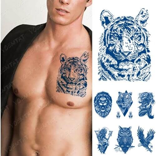 Juice Lasting Ink Tattoos Body Art Waterproof Temporary Tattoo Sticker Leopard Tiger Tatoo Arm Fake Totem Mechanical Owl Tatto